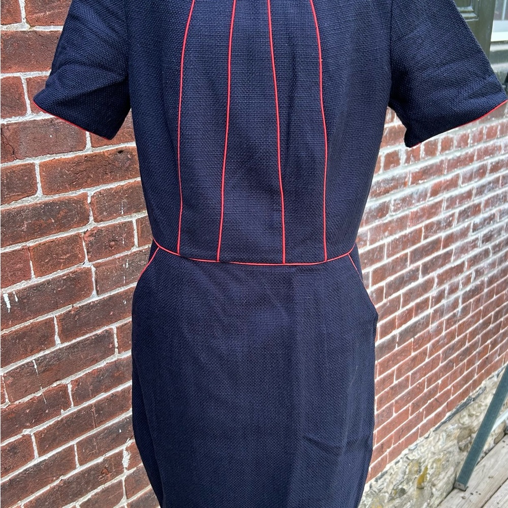 Boden Navy Midi Dress with Red Piping